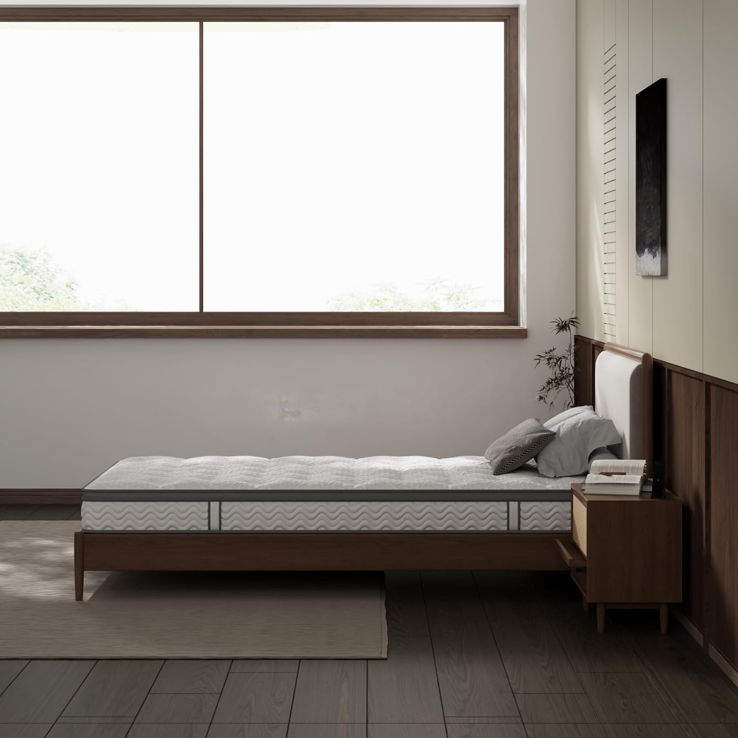 8 Inch Twin Mattress, Foam & Bonnell Springs Hybrid Mattresses, Fiberglass Free - No Odor