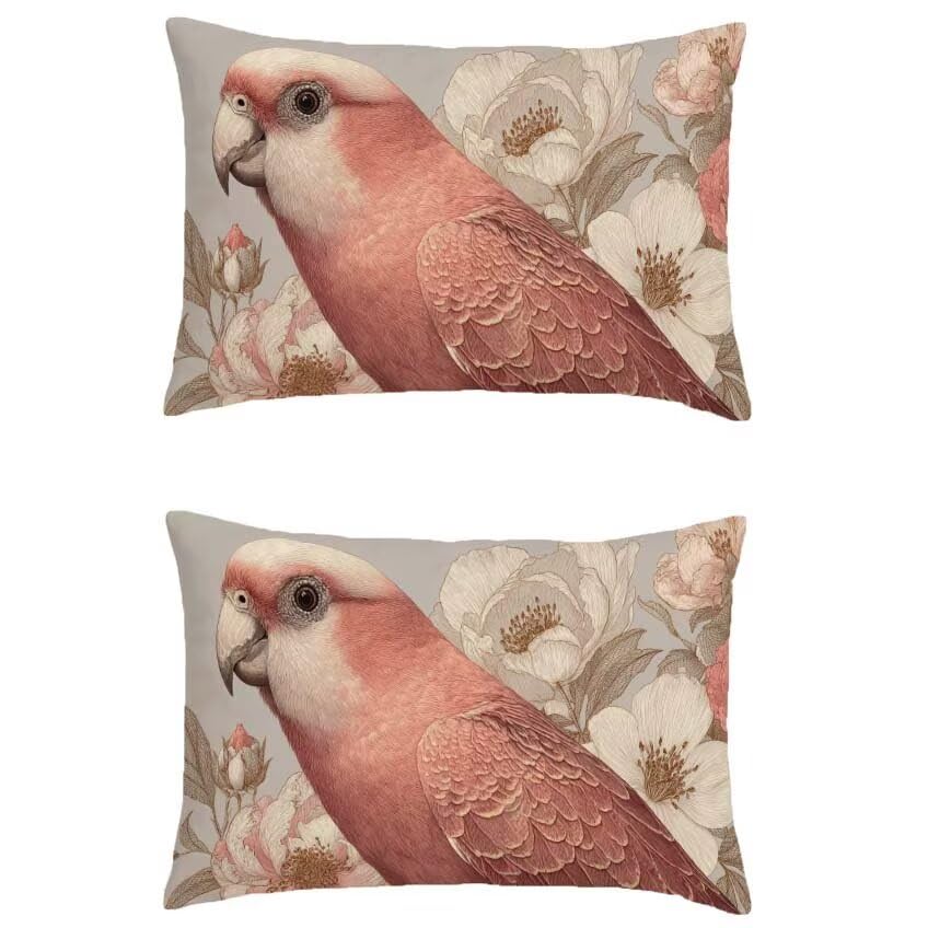 Housse de coussin 80x100cm imperméable rose lot de 2 en lin
