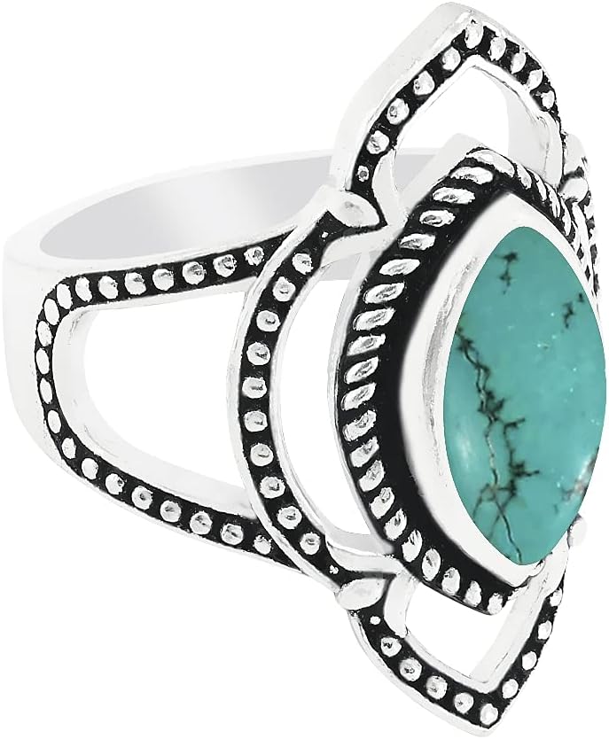 Marquise Shaped Natural Gemstone Solitaire Statement Rings for Women - 925 Silver Overlay Birthstone Ring Jewelry Gifts for Mom Wife Sister - Image 2