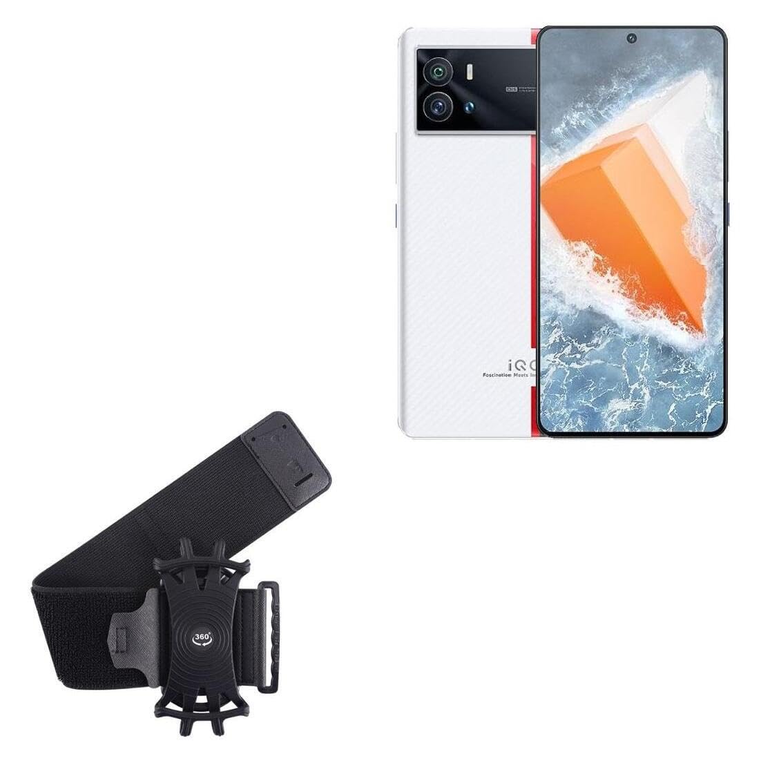 BoxWave Holster Compatible with vivo iQOO 9 (China) - ActiveStretch Sport Armband, Adjustable Armband for Workout and Running - Jet Black