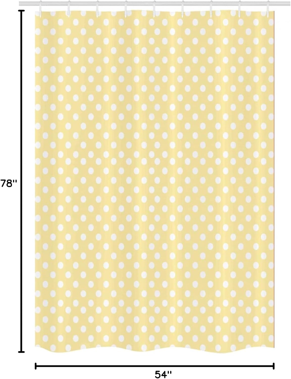 Ambesonne Polka Dots Stall Shower Curtain, Nostalgic Pastel Polka Dots in Never Ending Path Vintage Old-Fashion Art, Fabric Bathroom Decor Set with Hooks, 54" W x 78" L, White Yellow