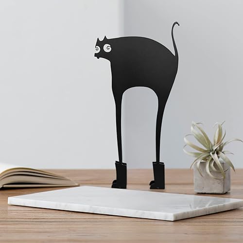 KOLYMAX Escultura de pared minimalista de gato de metal, arte minimalista de pared de línea abstracta de gato, decoración minimalista moderna para