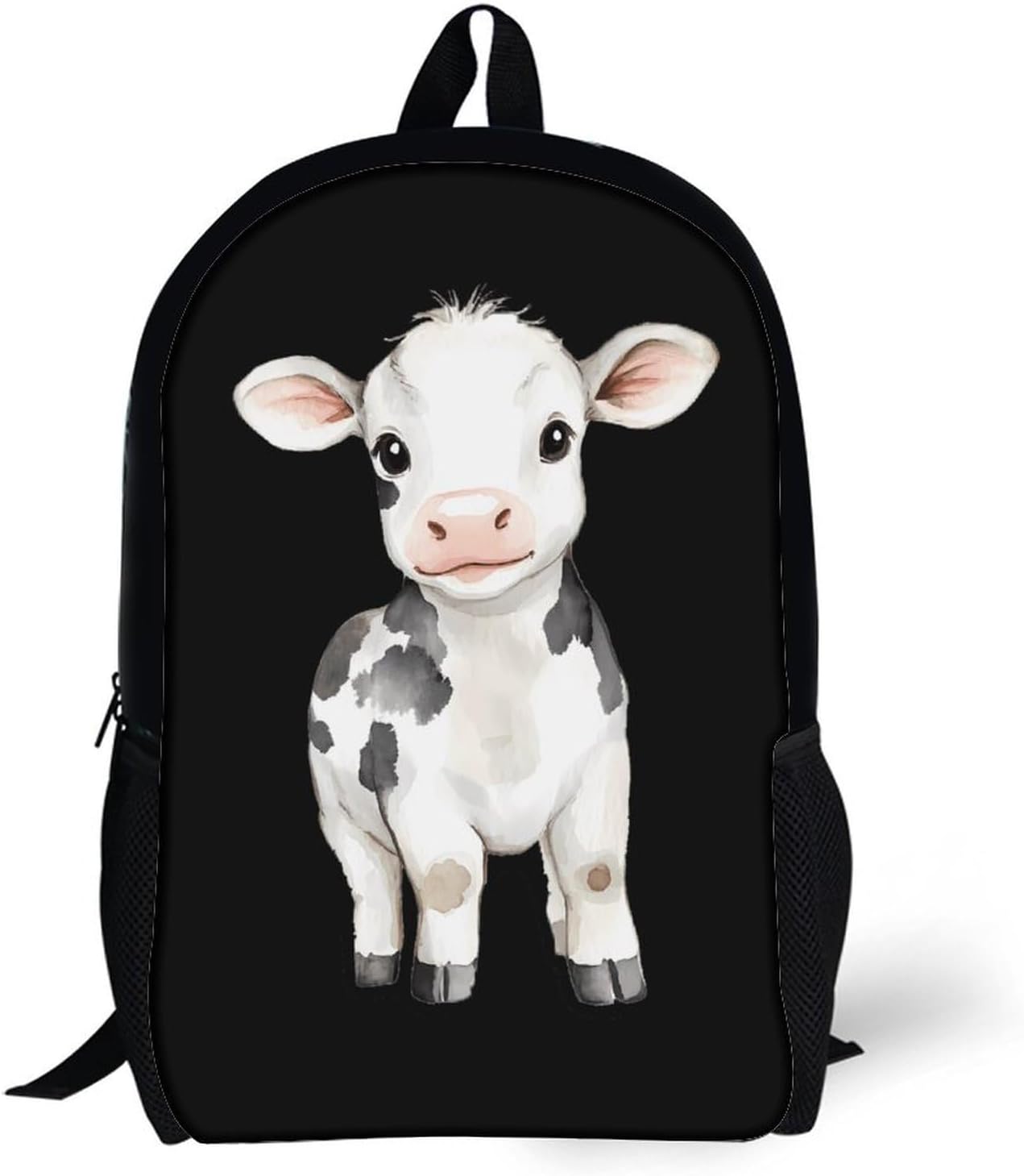 Cute Cow Calf Unisex Backpack 17" Casual Daypacks Simple Shoulders Bag for Camping Hiking Travel Gear
