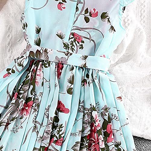 Kids Girl's Casual Dress Summer Scoop Neck Flower Print Sleeveless Flowy Sundress Pleated Dress Easter Dress4