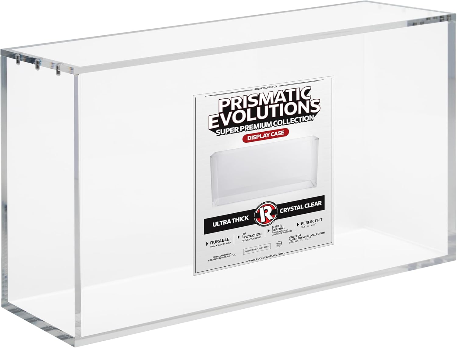Prismatic Evolutions SPC Premium Magnetic Acrylic Display Case | 8mm + 5mm Acrylic - Compatible with Super Premium Collection