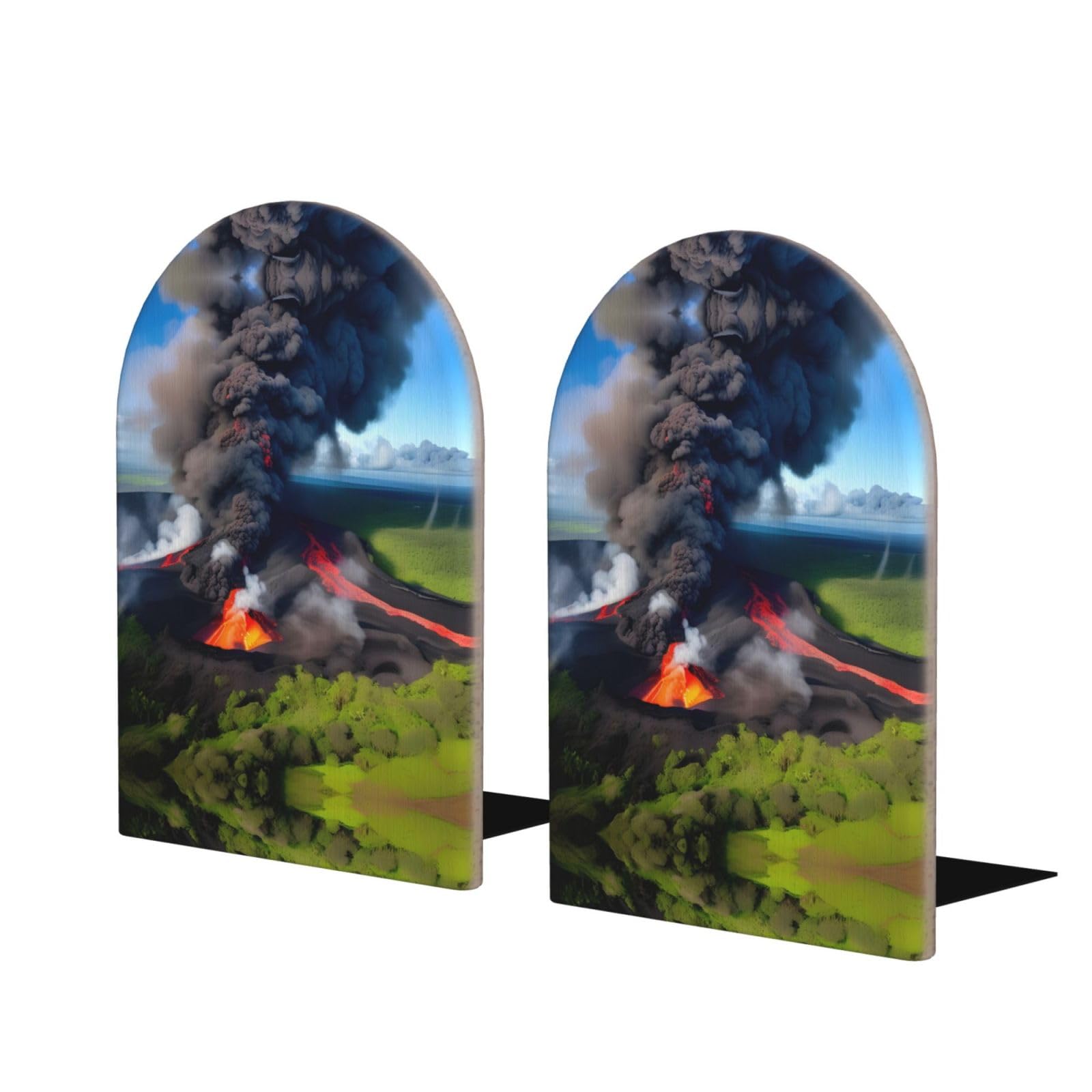 Serre-livres en bois volcan Kilauea pour ranger vos étagères de salon et bureau