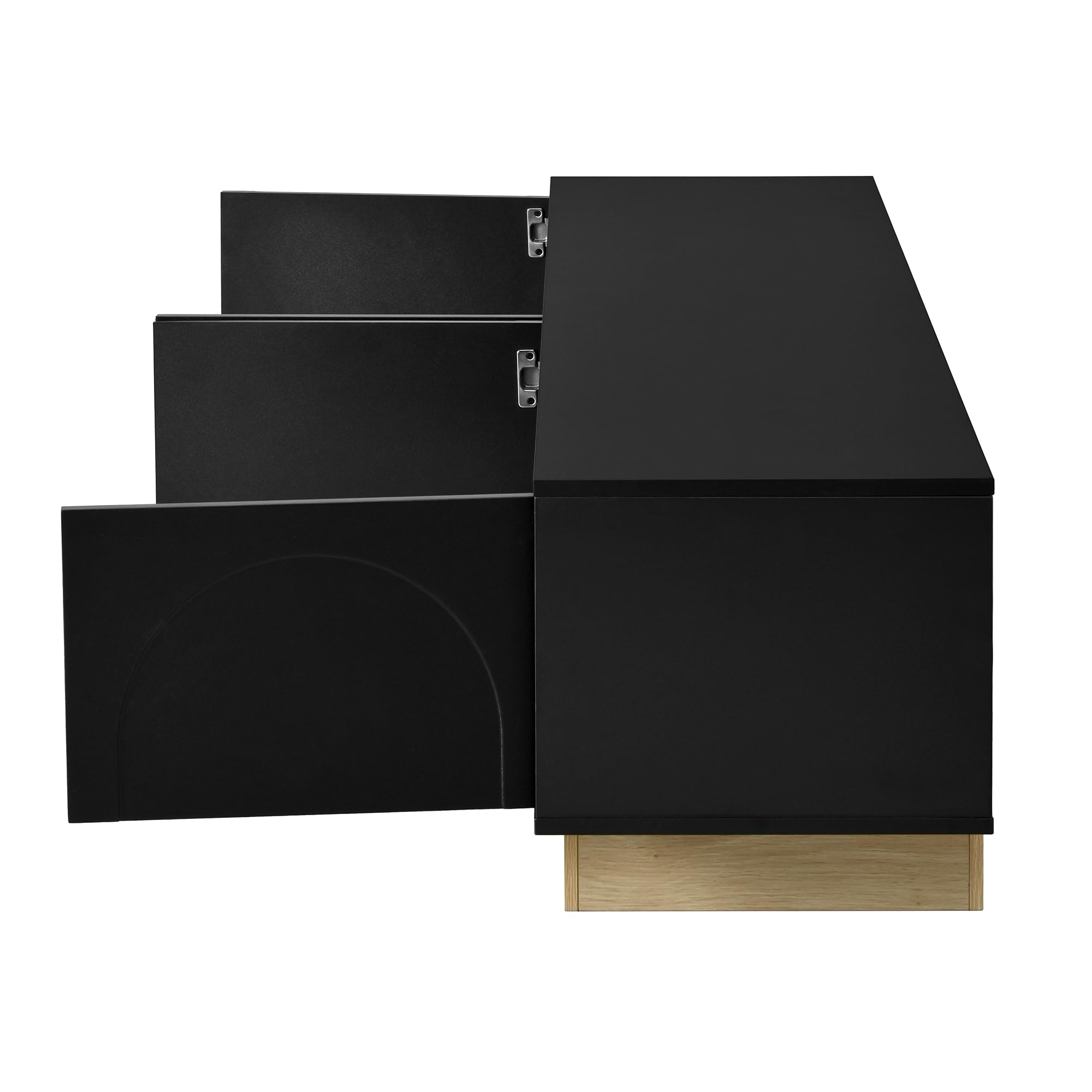 Supporto per TV, design curvo, lunghezza 175 cm, con venature del | Mobile TV con 4 ante per la gestione dei cavi, mobile TV per soggiorno, mobile TV senza maniglia