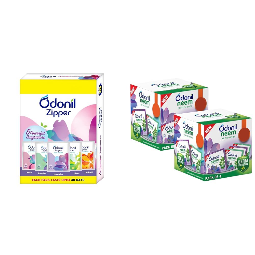 Odonil Bathroom Air Freshener Zipper Mix - 50g (10gx5) | Assorted Pack | Instant & Long Lasting Fragrance | Lasts upto 30 days | Germ Protection | Air Freshener for Bathroom, Toilet, Home-picture-15