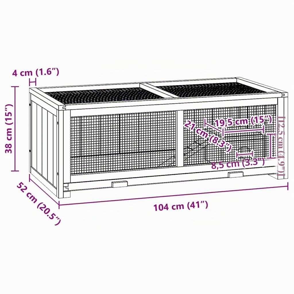 vidaXL Gabbia per Criceti 104x52x38 cm in Legno Massello di Abete