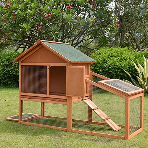 KKVV Kaninchenstall aus Holz für den Außenbereich, Großer Meerschweinchenstall Hühnerstall mit Belüftungstüren und… – Bild 8