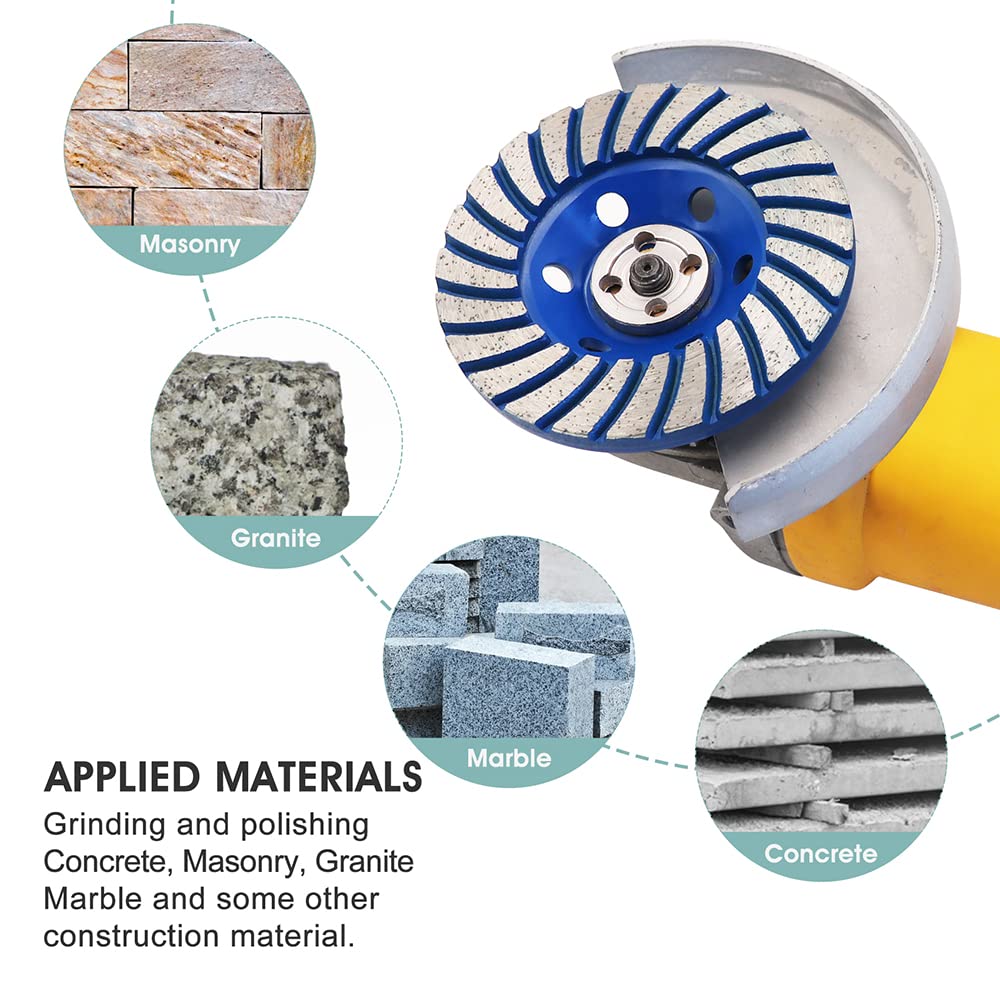 HIGHDRIL Disque Diamant Meuleuse 115mm - Turbo Meule pour Ponçage et Polissage du Béton Maçonnerie Granit Marbre Pierre Naturelle
