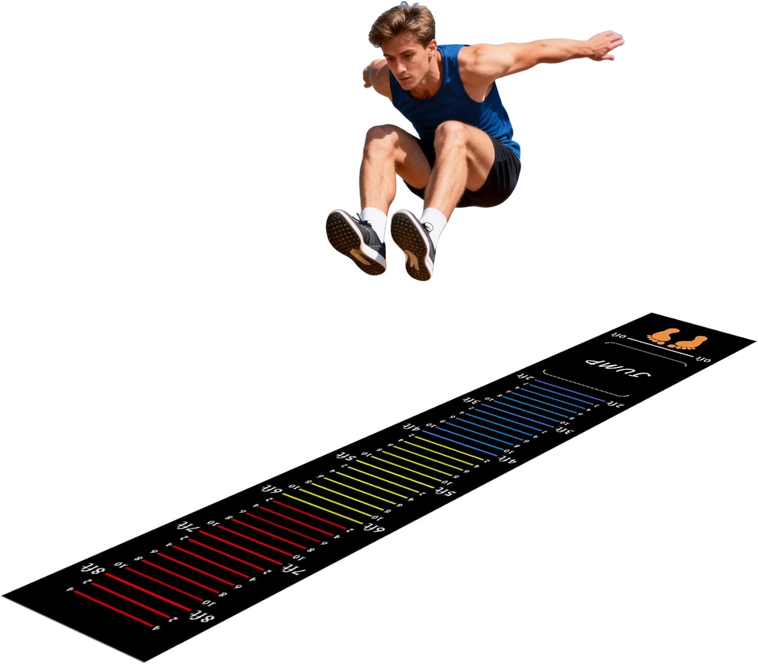 Long Standing Jump Mat Non-Slip Broad Measurement Jumping Rope Pad Foldable Yoga Mat for Gym, Outdoor Exercise, Home Workout