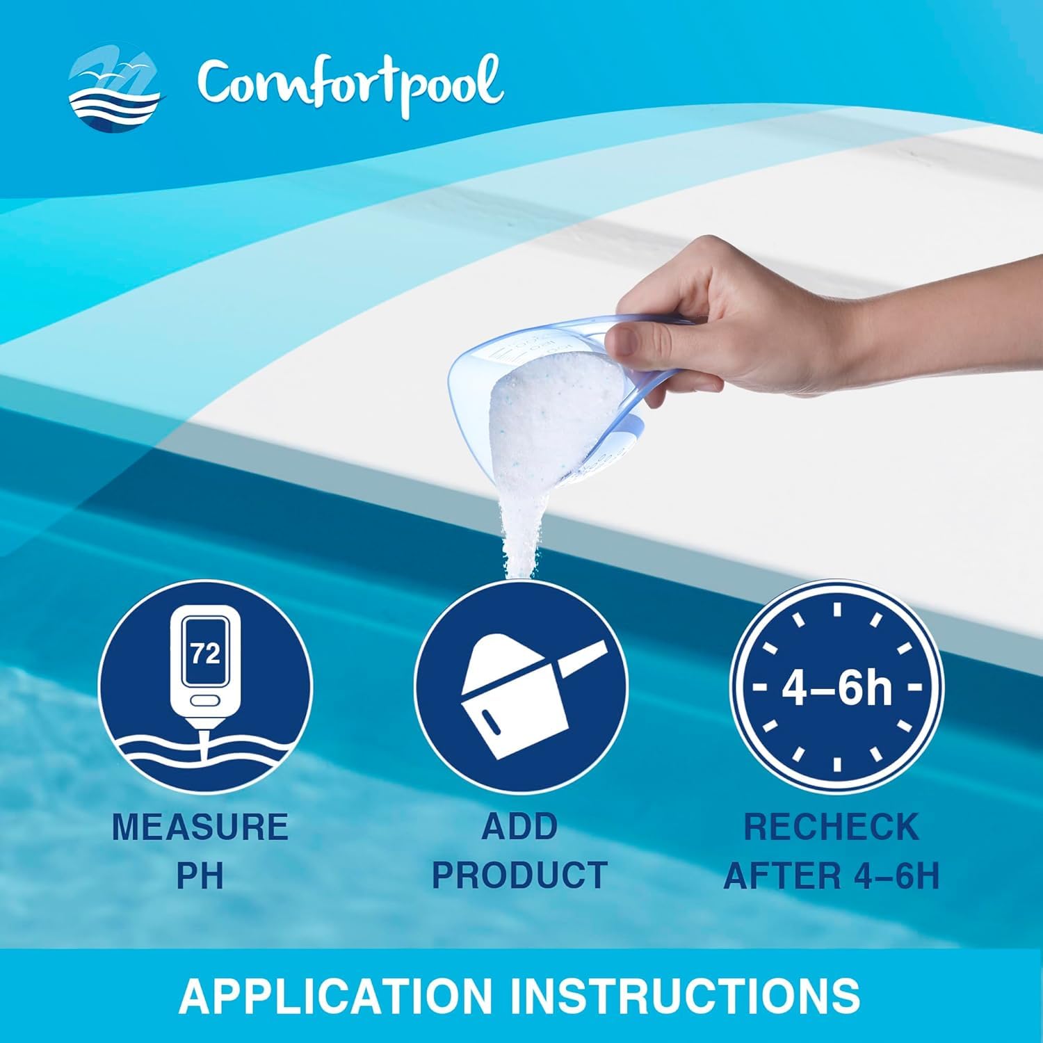 Poudre de pH min | 1 kg | Diminue le pH | Pour une eau claire de la piscine | Comfortpool