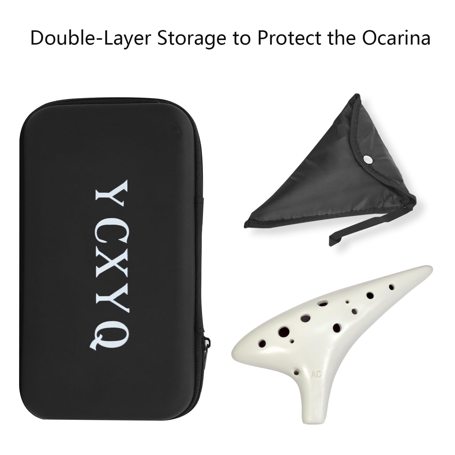 Alt-C-Schlüssel Weiß – Ocarina Professional Master Tuning 12-Loch Keramik Piccolo weißes Aussehen ist schöner, kommt mit Grifftabelle, Umhängeband und Aufbewahrungsbox