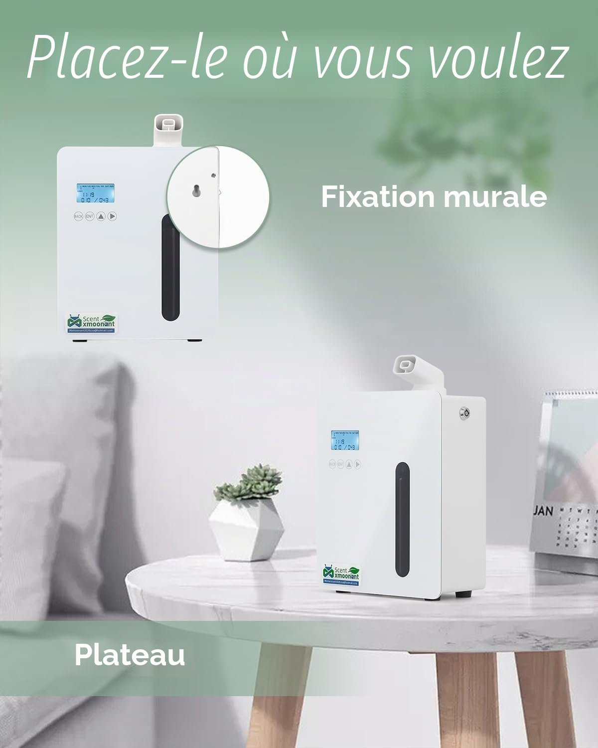 Mxmoonant Machine à Parfum sans Eau, 300ml | Commande App/WiFi, compatible HVAC, mural, 300-500m³, pour maison/bureau/magasin/hôtel