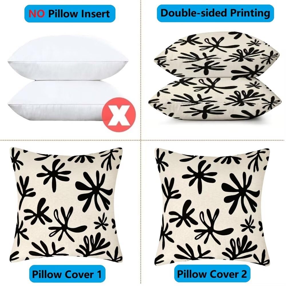 Federe Cuscini da Esterno Impermeabili 65x65 Beige Nero Copri Cuscini per Divano Astratto Federa Cuscino Moderno Decorativi Copricuscini per Divano Giardino Soggiorno Copricuscino Set di 2 (IU91)