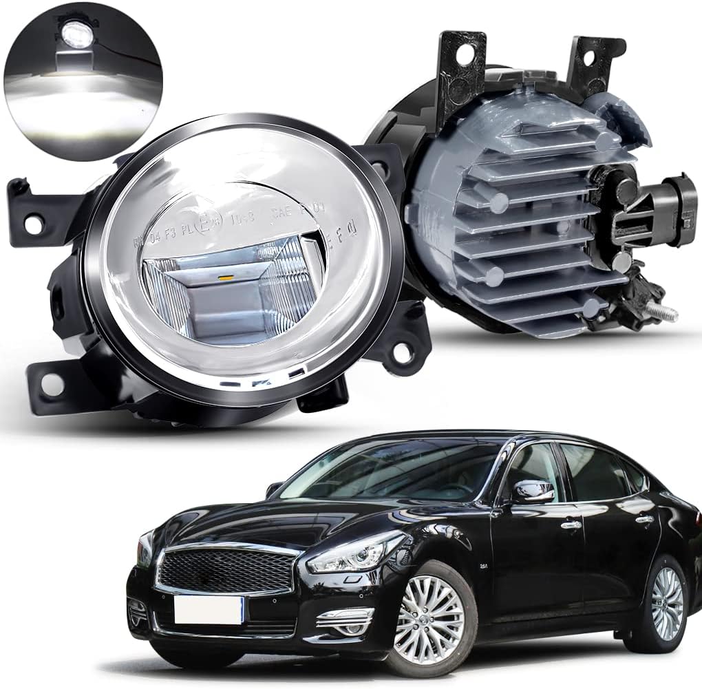 Upgrade LED Fog Light Replacement for Infiniti 15-19 Q50,17-19 Q60,16-19 QX50 QX60,15-18 QX80,15-17 Q70 Q70L, Nissan 19-22 Maxima Front Bumper Driver + Passenger Side Fog Lamp
