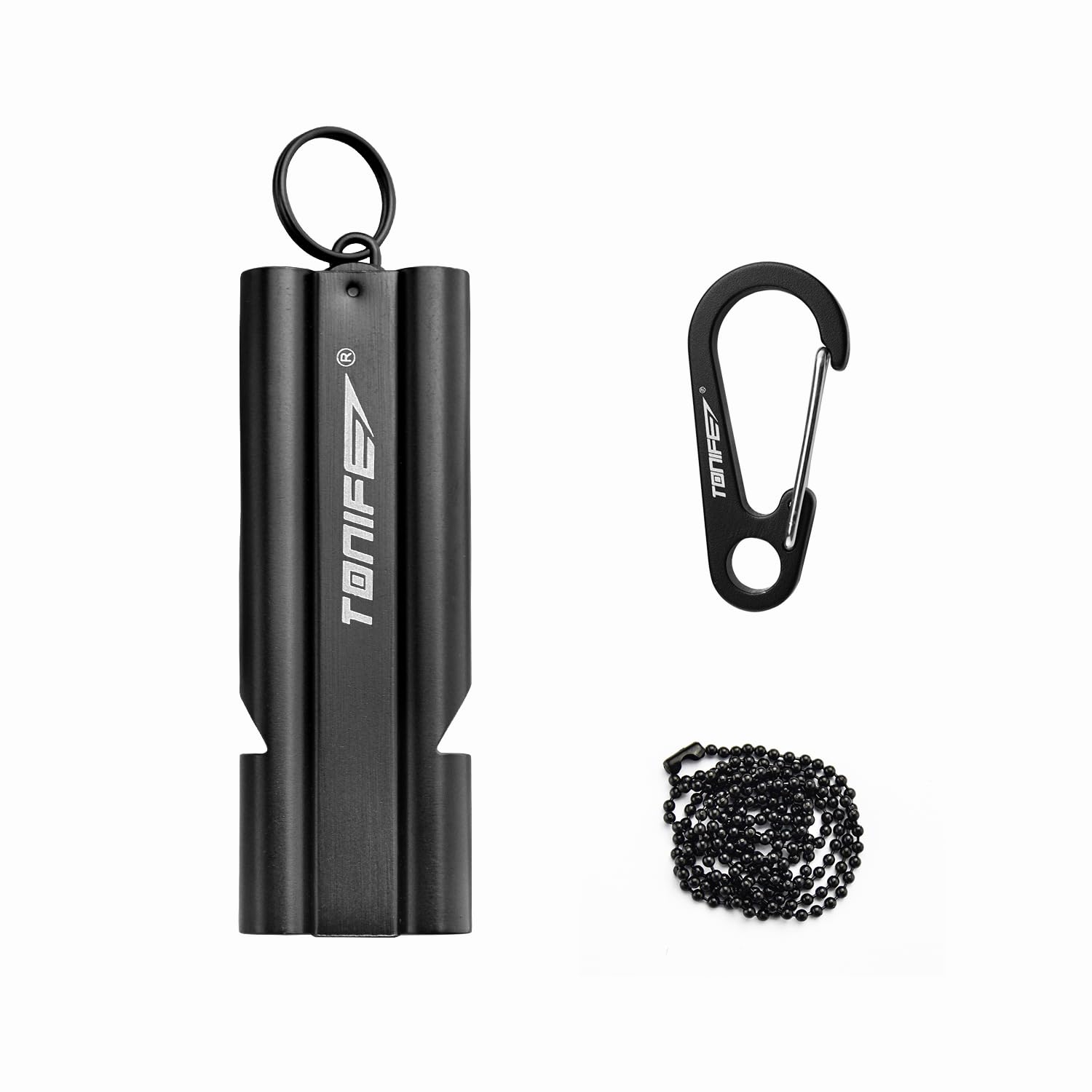 TONIFE Double-Tube Whistle Emergency Whistle with Ball Chain, Survival Whistle Stainless Steel Outdoor Loud Emergency Whistle for Camping Hiking Boating