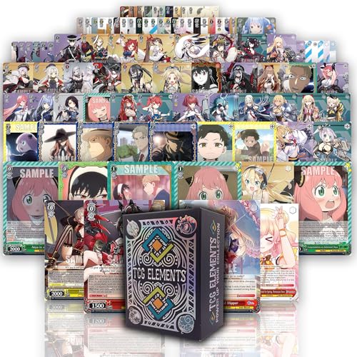 TCG Elements - Weiss Schwarz TCG Bundle, 100 Common/Uncommon Cards, 15 Foil Cards, TCG Elements Deck Box