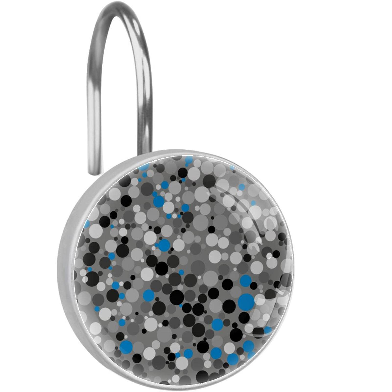 Crochets pour rideau de douche lot de 12 anneaux en acier inoxydable à pois gris pour salle de bain
