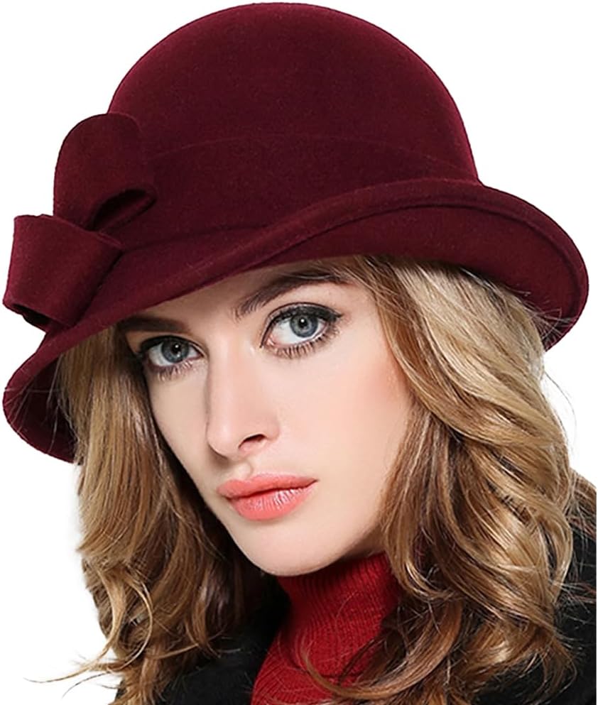 Wool Felt Vintage Winter Warm Hats for Women Bowknot Pillbox Cap Ladies Fascinator Kentucky Party Ceremony Church Fedoras