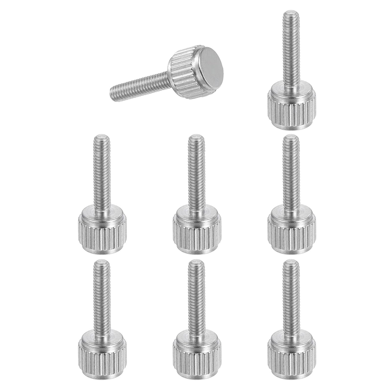 sourcing map 8 Pcs M2.5 x 12mm Vernier Caliper Screws, Stainless Steel Flat Head Thumb Screws Metric Knurled Round Head Bolts Grip Knobs Hand Tighten Thread Fasteners for Measuring Tool