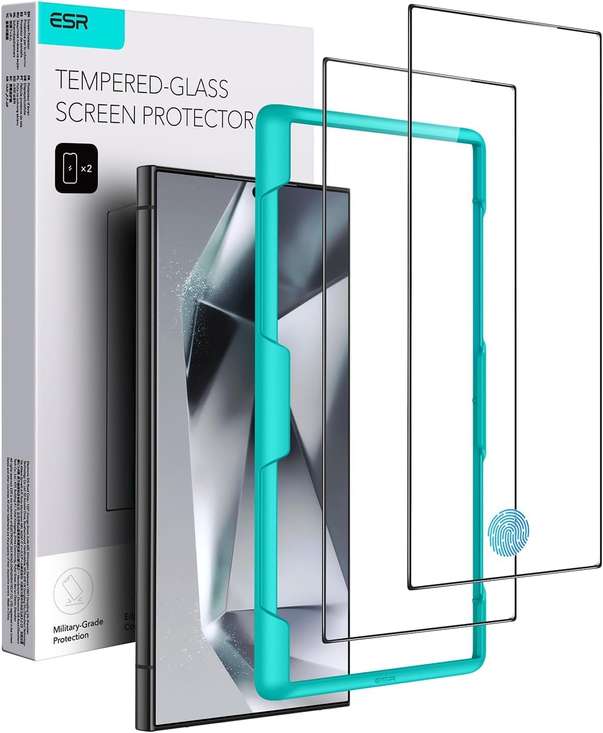 ESR for Samsung Galaxy S24 Ultra Screen Protector, 2 Pack Tempered Glass with Easy Installation Frame for Samsung Galaxy S24 Ultra, Military-Grade Protection, Ultra Tough, Scratch Resistant