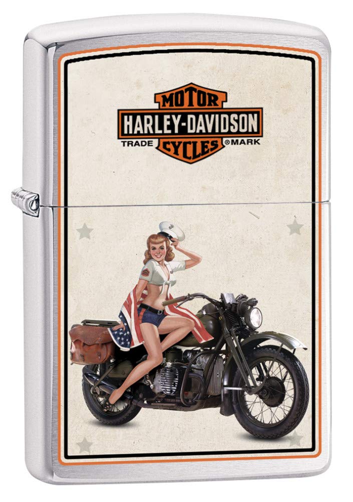 Zippo Harley-Davidson US Marine Brushed Chrome Lighter - American Made