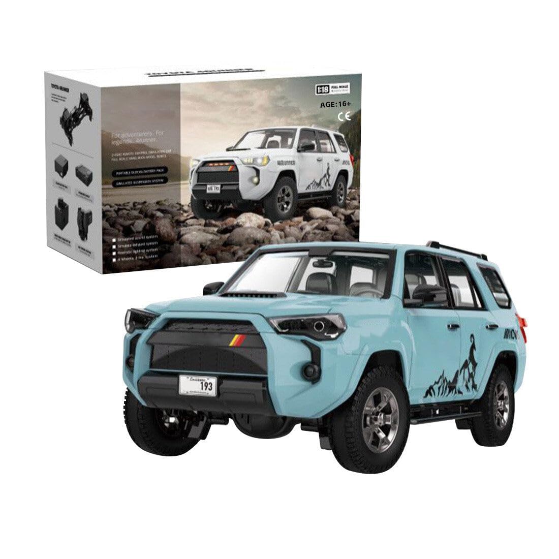Remote Control Car, All Terrains RC Electric Brushed Off Road Climbing Car, 1/18 4WD RC Buggy Truck 2.4G RC Car, High Speed RC Truck Vehicle Model for Adults RTR Version, Blue, 09556Z32225