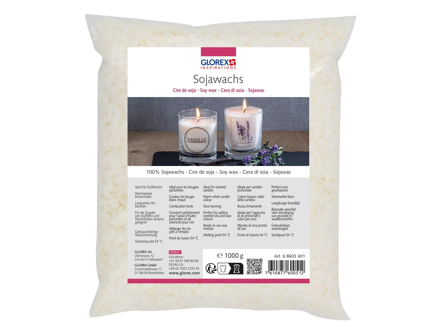 Cire de soja pour la création de bougies coulées 1000g blanc matériel de moulage