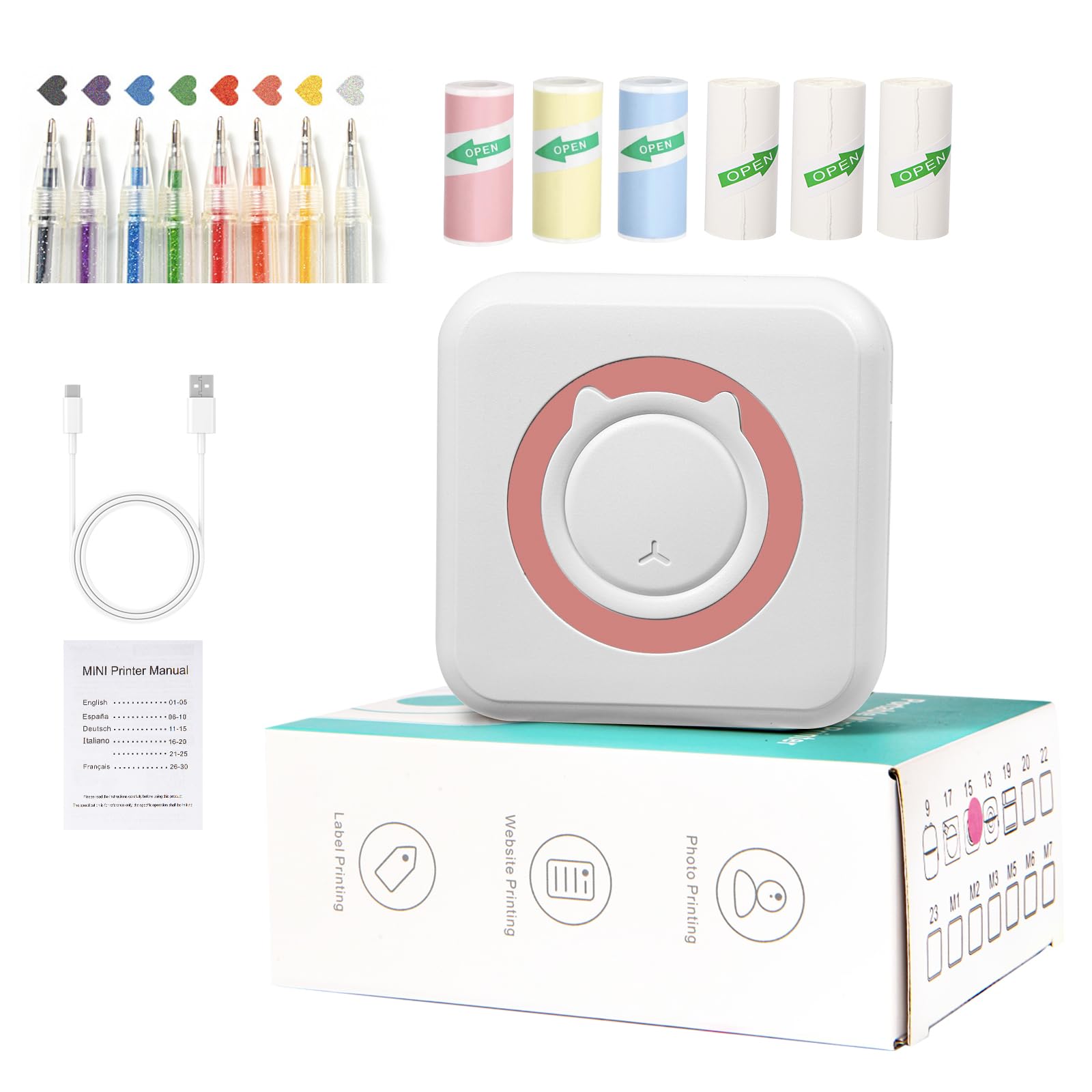 Mini Sticker Printer, Bluetooth Photo Printer, Portable Pocket Label Maker for School Supplies, Anatomy Cards, Ideal for Printing Studio Notes and-image-11
