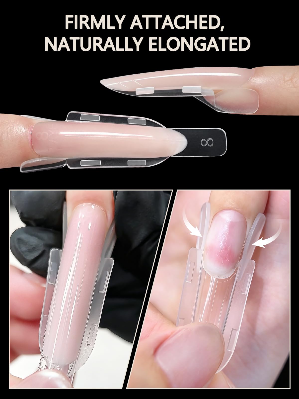 EBANKU 120PCS Sandwich Dual Form, Tip Unghie Finte Traslucido Double Top & Bottom Design Lungo Mandorla Nail Form Per Estensione Rapida Delle Unghie Casa o Salone