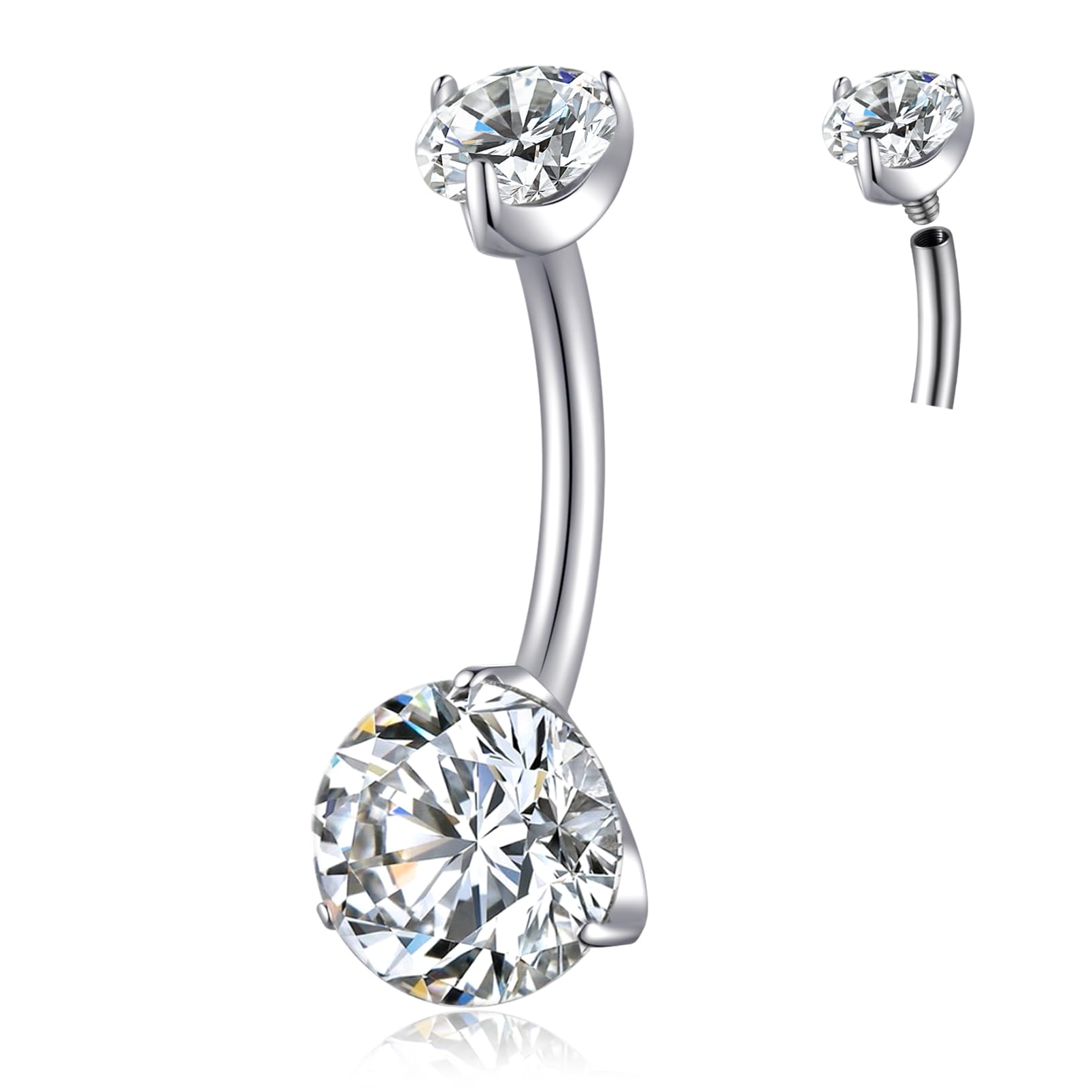 Titanium Belly Button Ring Internally Threaded Long 10mm/12mm/14mm Belly Button Piercing Jewelry for Women