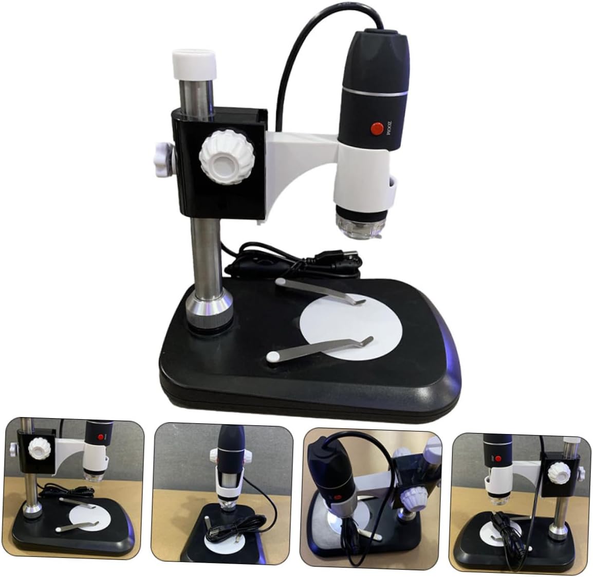 Gadpiparty Portable Digital Microscope USB Electron Loupe with LED Light Lightweight Black Handheld Magnifier for Education and Outdoor Observation