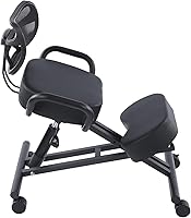 Vista 6 de Ejoyous Silla de rodillas, taburete neumático de corrección de postura con cojín altura ajustable ortopédico taburete de escritorio para bancario