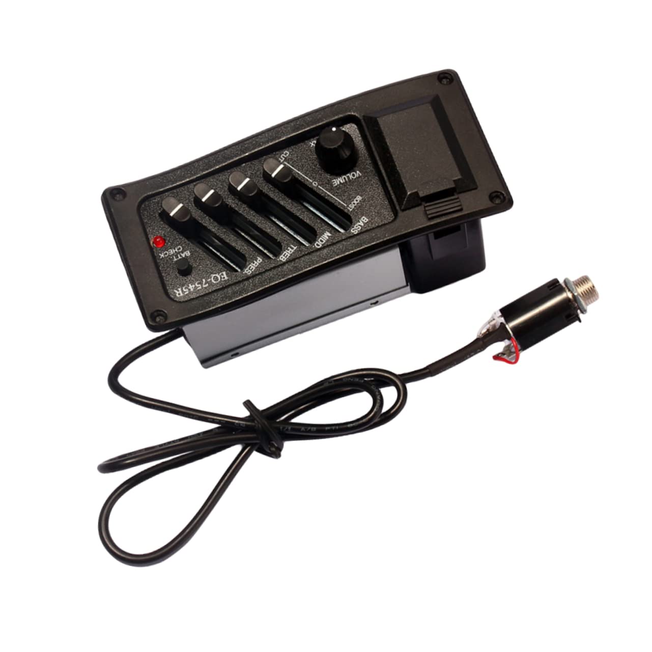 Abaodam 2pezzi Preamplificatore Per Chitarra Acustica Eq Bande Con Pickup Sotto La Sella Amplificatore Per Suono Folk Facile Installazione e Controllo Volume Nero