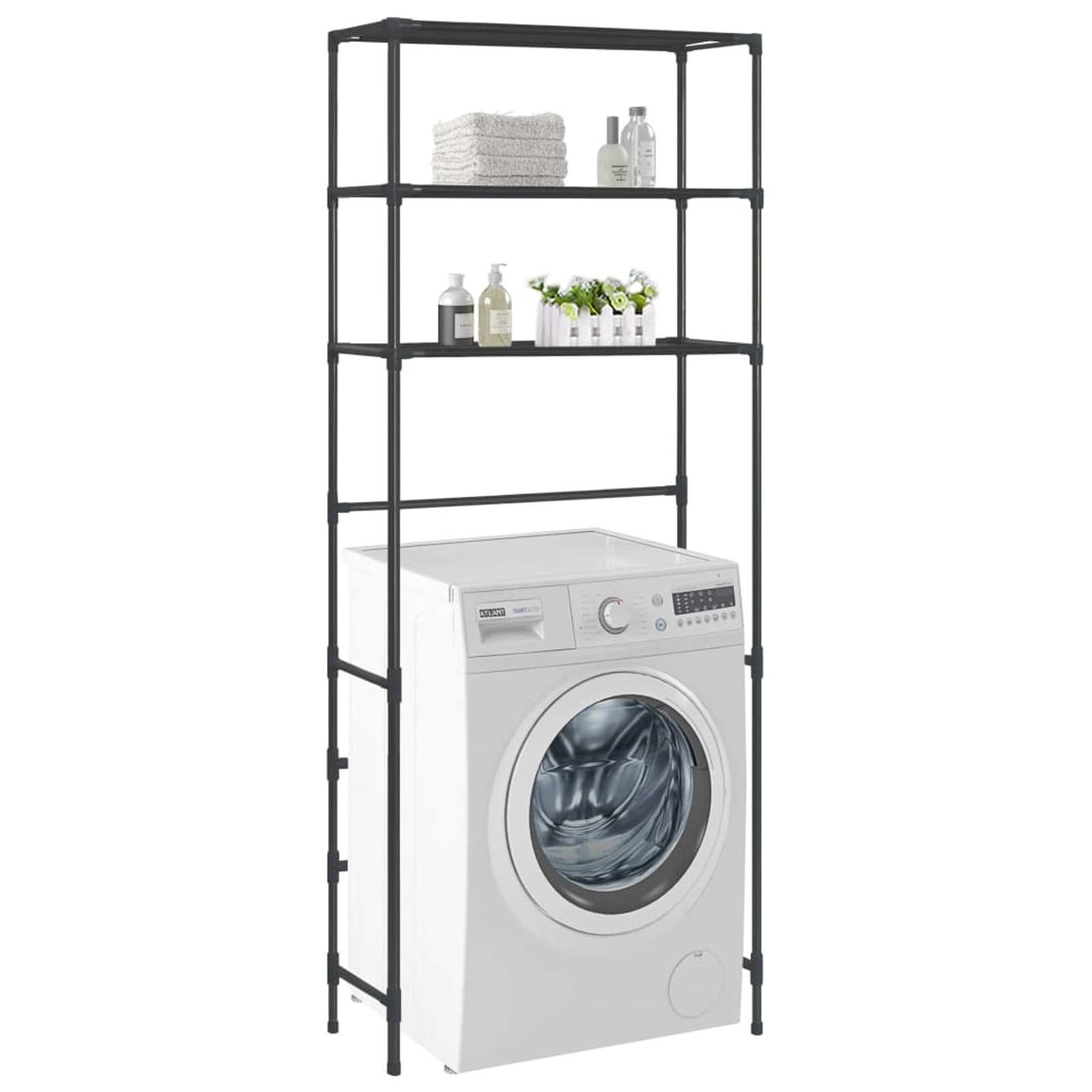 Gecheer Estante de Acero Inoxidable 3 Niveles para Lavadora - Organizador de Baño con Máxima Estabilidad y Capacidad de 5 kg