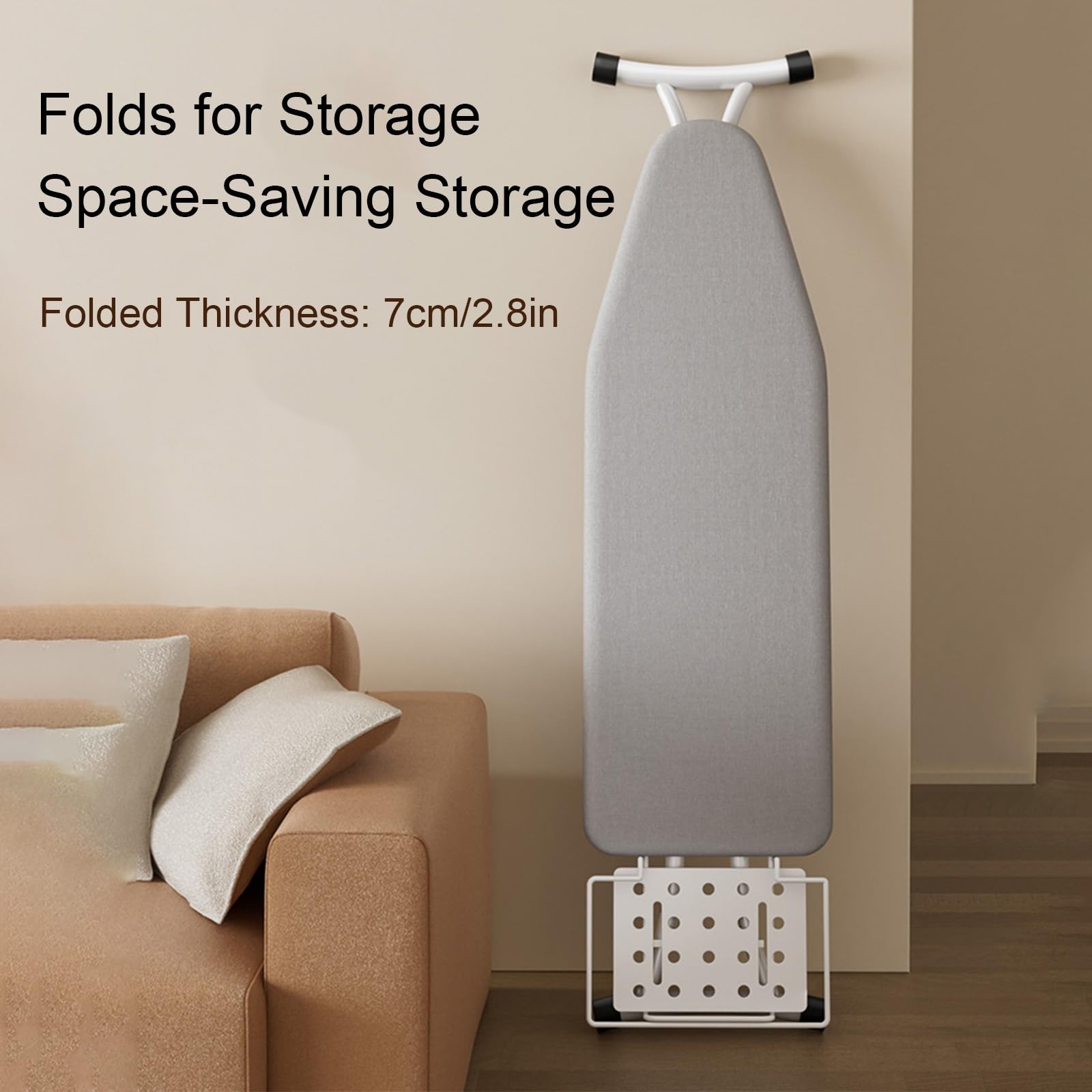 Tabla de Planchar Plegable de Pie con Soporte para Mangas Pequeñas, Ironing Board Ajustable y Resistente con Soporte para Plancha(Large)