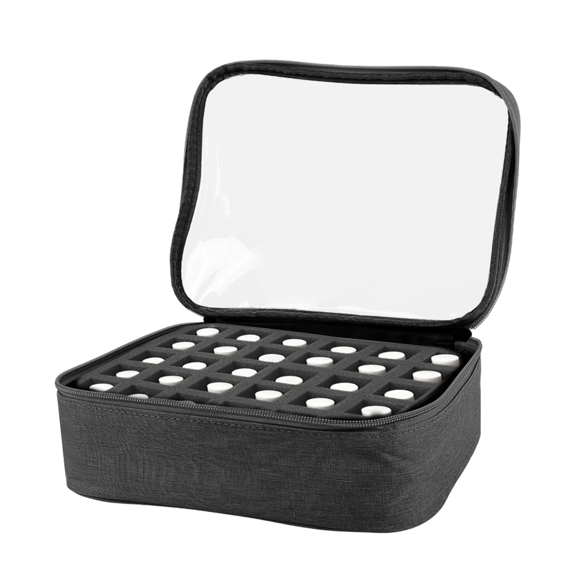MAYCREATE® Small Clear Nail Polish Bag Organizer Holds, 30 bottles(15ml) Nail Polish Case Multifunctional Nail Polish Bag organizer for Women Cosmetic Travel Makeup Cases, Black-picture-10
