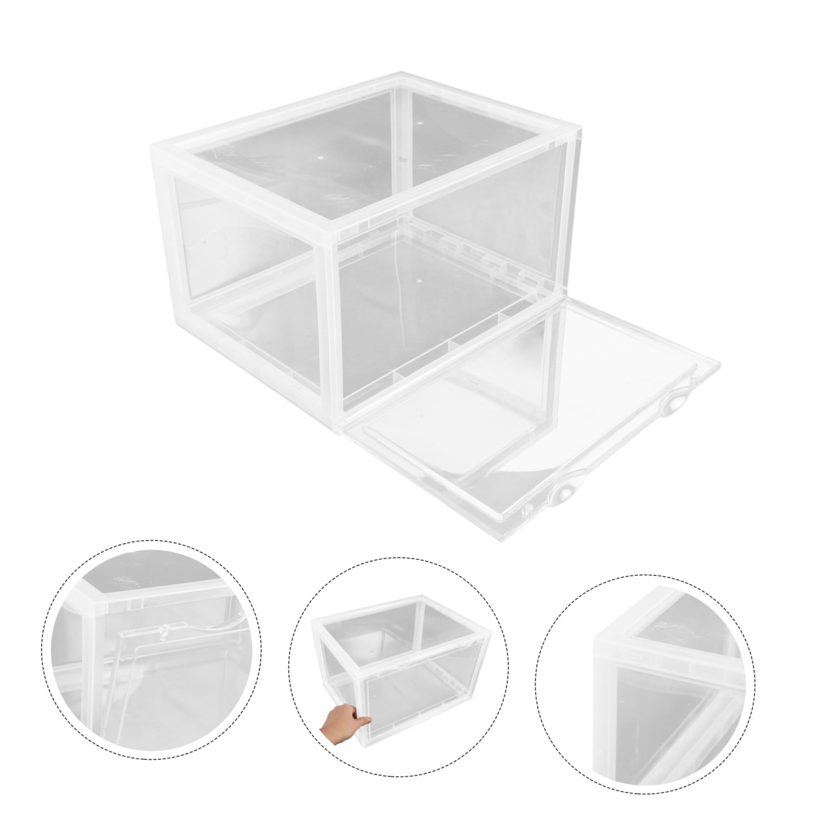 Zerodeko Organizador de Zapatos Acrílico con Puerta Lateral Magnética Caja de Almacenamiento Apilable Que Ahorra Espacio para La Entrada