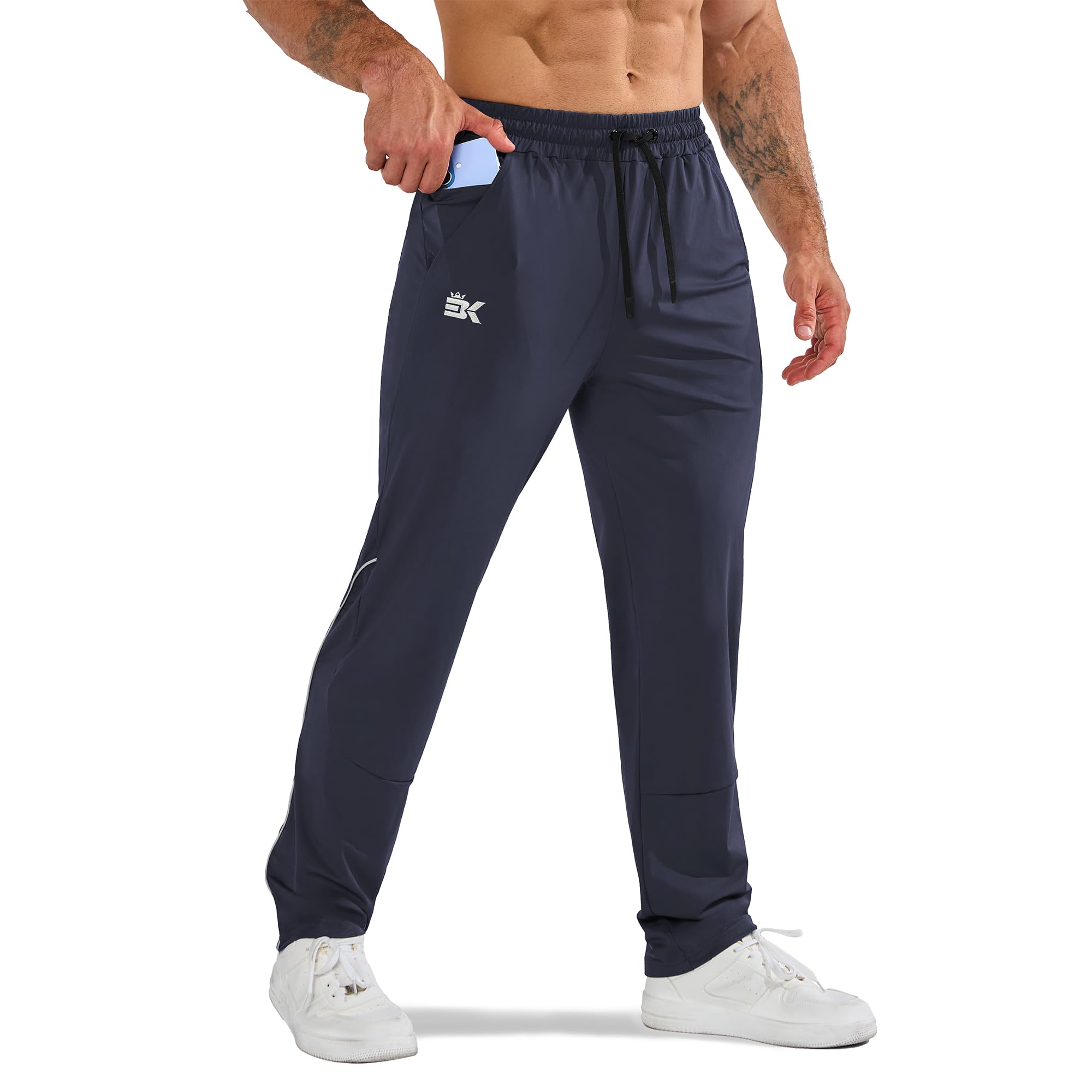 BROKIG Leichte Jogginghose Herren Sport Trainingshose Herren | Schnelltrocknend Fitness Gerade Sporthose Herren Lang Laufhose Herren Lang mit Reißverschlusstaschen Gym Jogger Freizeithose