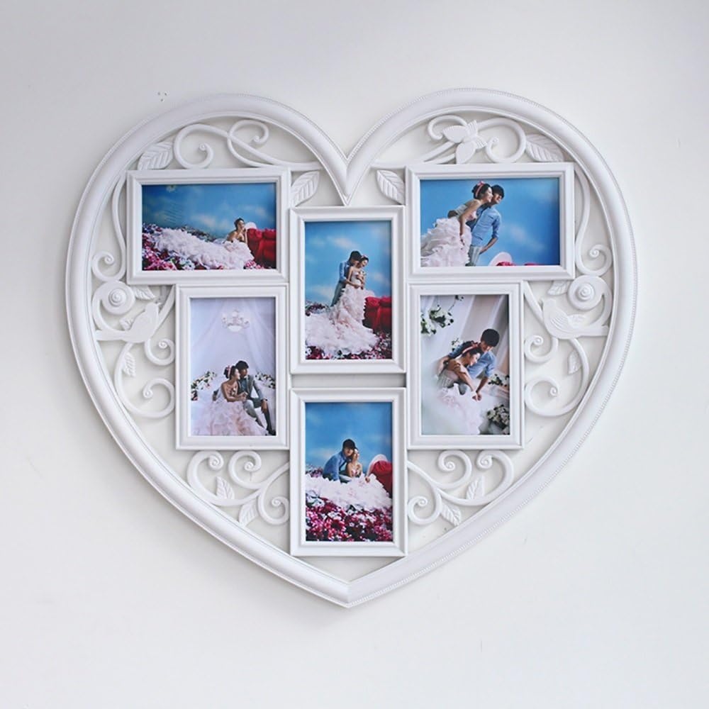 Heart-Shaped Multi-Frame 6 Polygons Carved Decorative Wall Photos Siamese Photo Wall Plastic 58 53 cm