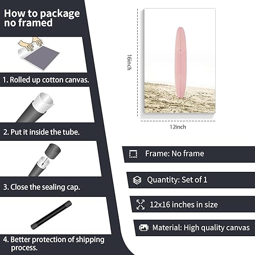 Vista 6 de mifyuibytr Juego de 6 lienzos artísticos de pared en lienzo de playa, 12 x 16 pulgadas, pósteres costeros tropicales de verano oceánico, impresiones