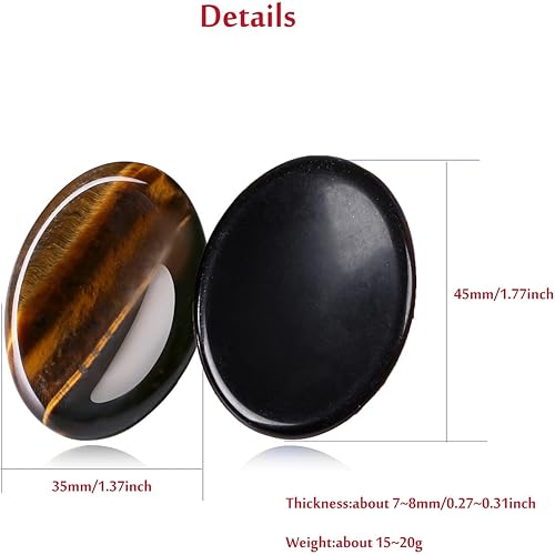 Miniatura 6 de Juego de 2 piedras de preocupación para el pulgar para curación de la ansiedad, piedras preciosas talladas a mano, piedras preciosas talladas a