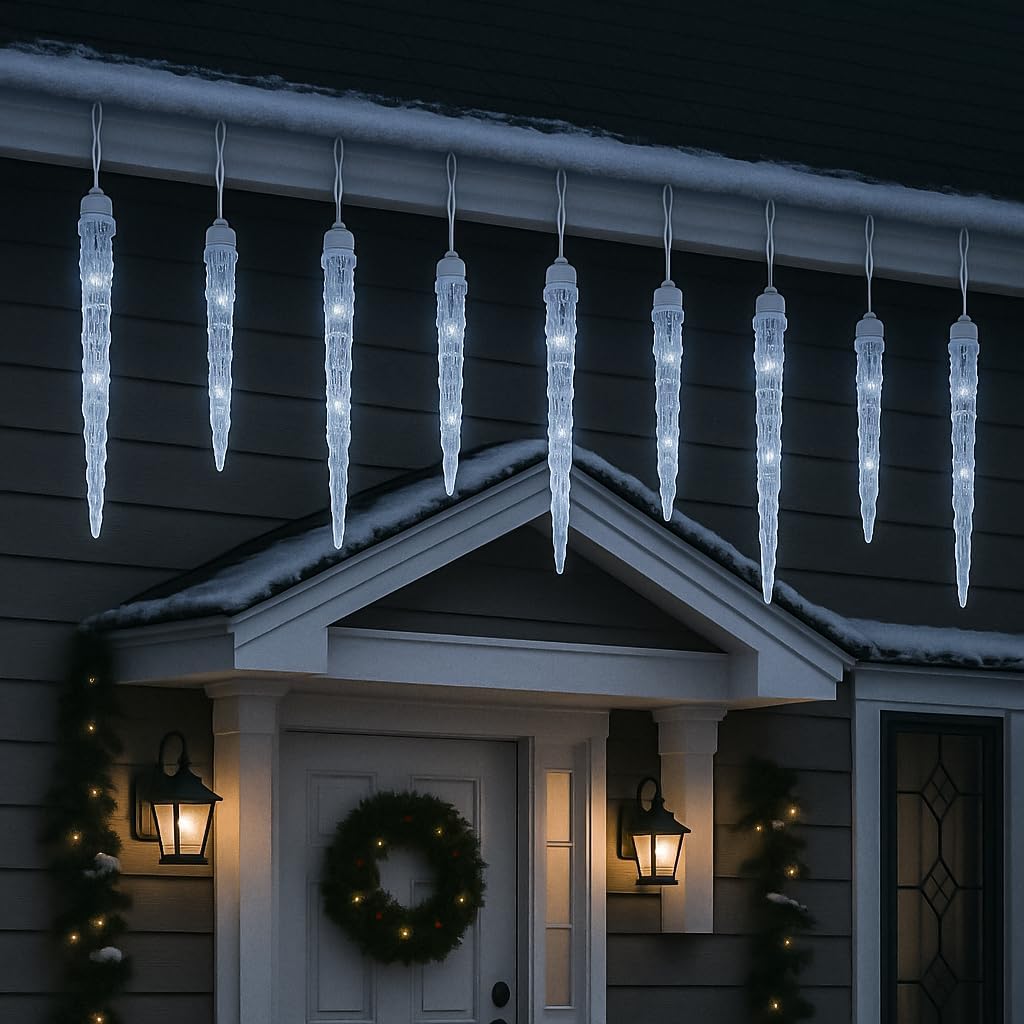 20FT Icicle Lights for Outside,90 LEDs 20 Tubes Twinkling Crystal Icicle String Lights,Outdoor Waterproof Plug in Hanging Icicle Christmas Light for Eave,Festive Decor (Twinkling)