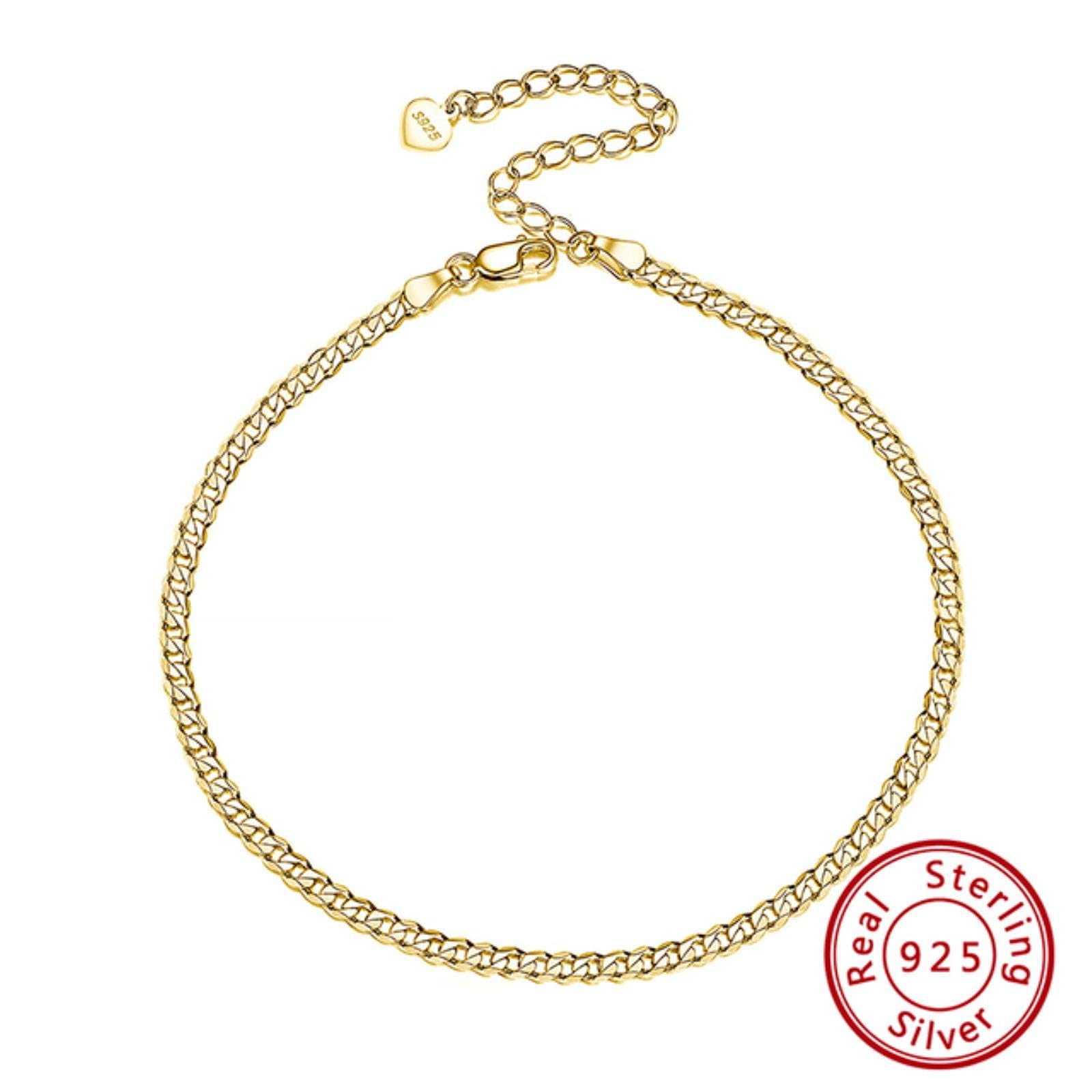 Cavigliere da Donna, cavigliera a Catena in Argento Sterling 925 per cavigliere Dorate per Gioielli da Spiaggia Estiva alla Moda