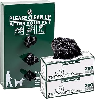 Zero Waste USA Starter Dog Waste Bag System, 400 Free Bags, Gloss Green