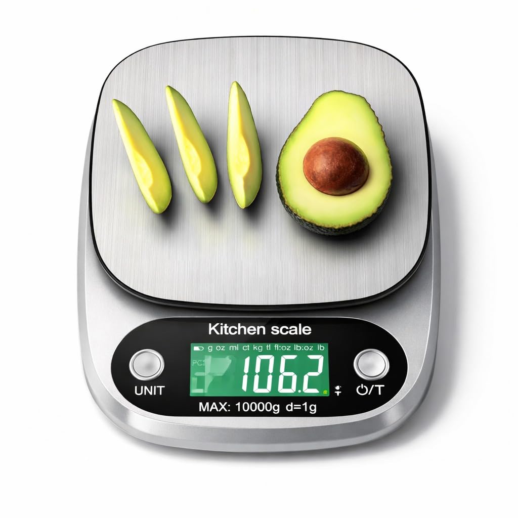 Digital Food Scale for Kitchen, High-Precision Weight Machine for Grams and Ounces, 5 Unit Conversions with Tare Function, Portable Cooking and Baking Scale (Steel, 9 UNIT)-image-35