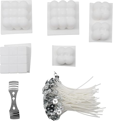 Miniatura 2 de Juego de 5 moldes de vela de silicona para hacer velas, moldes de vela de silicona, molde de cera de cubo de burbujas 3D, molde para hornear postre