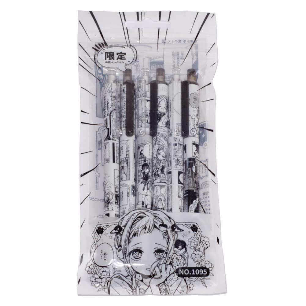 Zhongkaihua Anime Ballpoint Pen 6Pcs Toilet-Bound Hanako-kun Anime Pen Black Ink Ballpoint Pen Cute School Office Supplies Gift for Kids 0.5MM